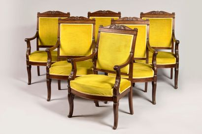 Moulded and carved mahogany salon furniture....