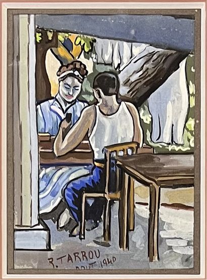 Raoul TARROU (1914-?) : TETE A TETE. Ink,...