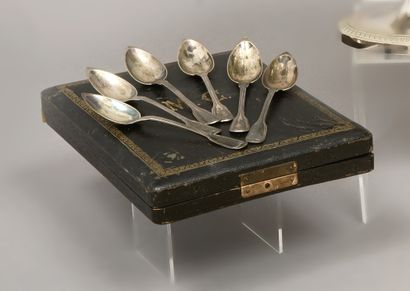 Suite of six small silver spoons (925), filets...