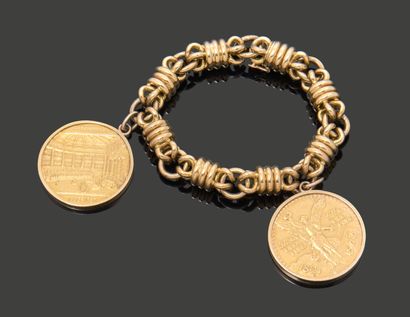 Large bracelet in 18K (750) yellow gold,...