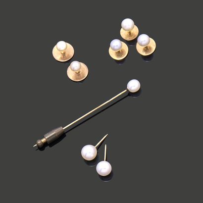 Set of collar buttons each adorned with a...