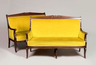 Moulded and carved mahogany salon furniture....