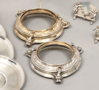 Paire de montures de vase en argent (925)...