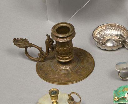 Ferdinand BARBEDIENNE. Bronze hand candlestick,...
