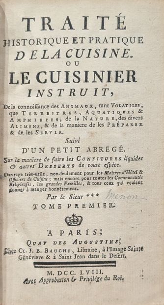 [MENON Joseph (ca. 1700-1771)] : Traité historique...