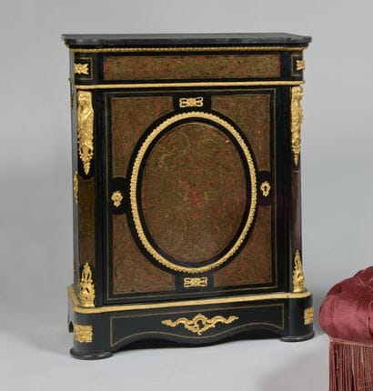 Boulle-style copper and tortoiseshell marquetry...