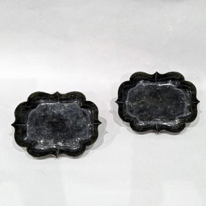 CHINA - 20th century. Pair of green jade...