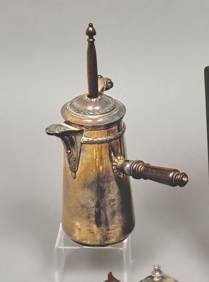 Chocolatière en argent (925) à décor de frises...