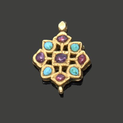 Cruciform pendant in 18K (750) yellow gold,...