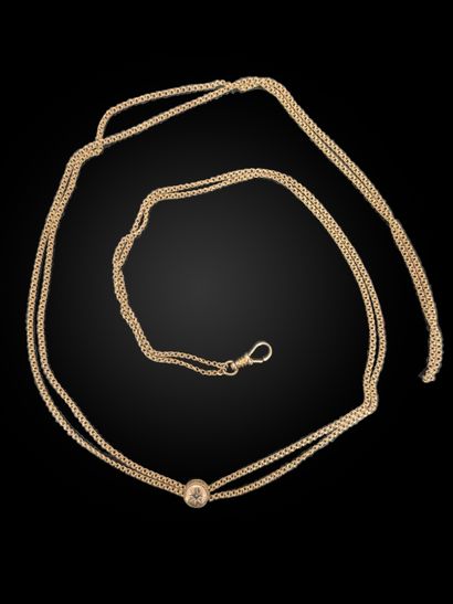 Long, fine vest chain in 14K (585) yellow...