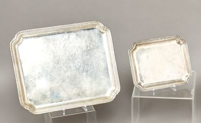 Grand et petit plateaux en argent (925),...