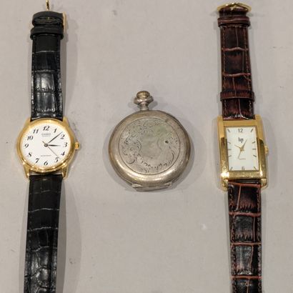 Pocket watch, case and double case in silver...