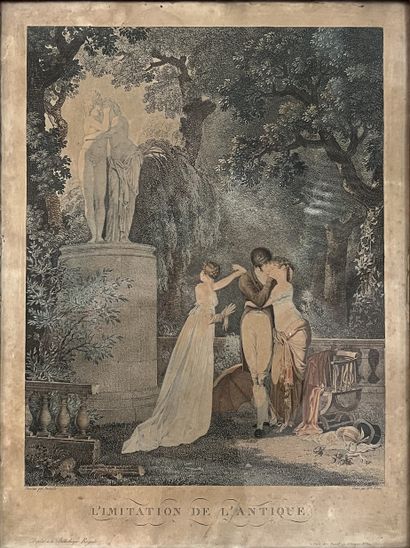 Set of color engravings: three fashion engravings...