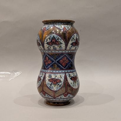 Double bulb vase in lustrous earthenware,...
