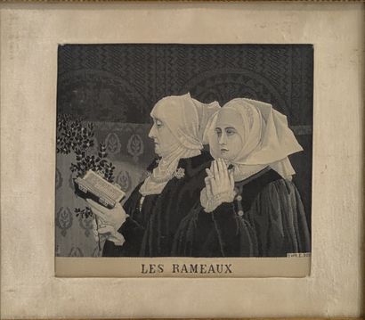 After Elisabeth SONREL. Les Rameaux. Silk...