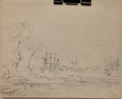 Set of pencil drawings: - Calvary in a deep...