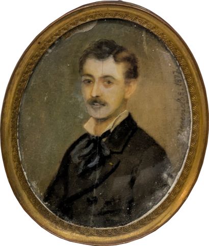Oval miniature depicting a bust portrait...
