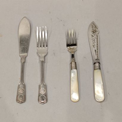 Set: six silver-plated fish knives and forks,...