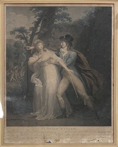 Set of color engravings: three fashion engravings...