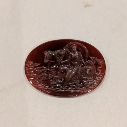 Oval glass intaglio decorated with Amphitrite...