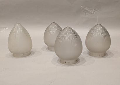 Four ovoid, frosted, channel-cut, star-shaped...