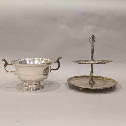 Silver-plated metal: - bowl on pedestal,...
