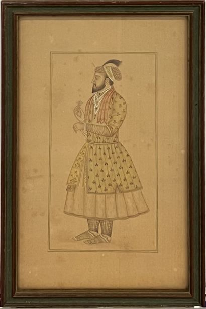 INDIAN SCHOOL: PORTRAITS OF RAJAS. Two inks,...