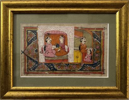 INDIAN Miniature: SCENE OF KRISHNA'S CHILDHOOD....