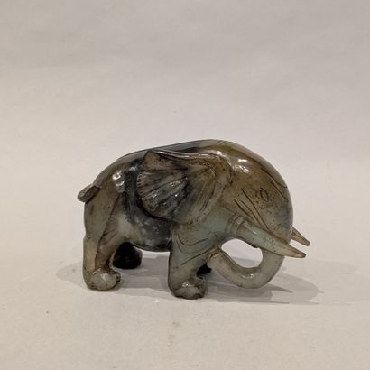 Jadeite statuette of an elephant. H. 11 cm...