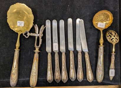 Set of forged silver (925) handle cutlery,...