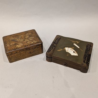 Japan. Two rectangular lacquer boxes: - the...