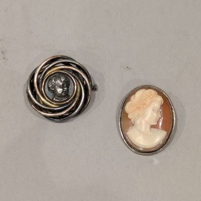 Set including : - silver (925), oval-shaped...