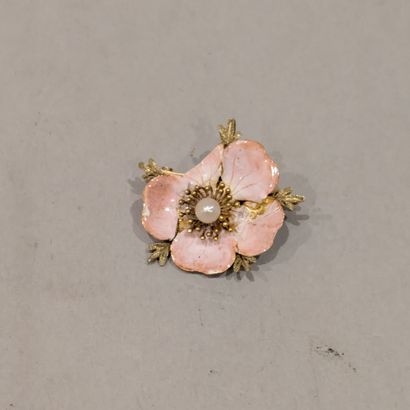 Brooch pendant in 18K (750) yellow gold,...