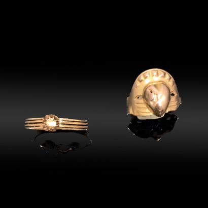 Jewelry in 18K (750) yellow gold: setting...