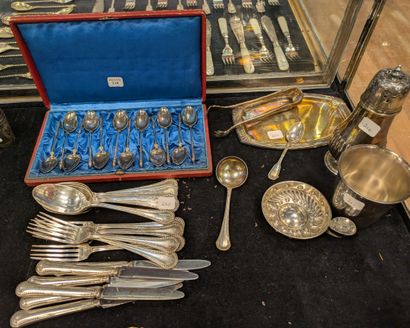 Silver-plated metal: suite of twelve small...