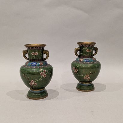 China, 20th century. Pair of baluster vases...