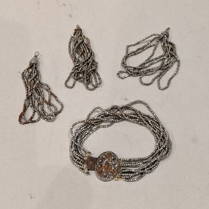 Bracelet and three pendants with strands...