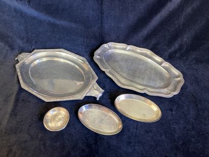 Silver-plated metal: - a large oval dish...