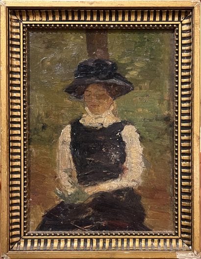FRENCH SCHOOL circa 1900: FEMME ASSISE AU...