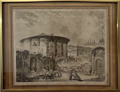 D'après Hubert ROBERT. Temple d'Hercule Victor...