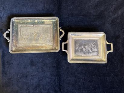 Two silver-plated serving trays, the larger...