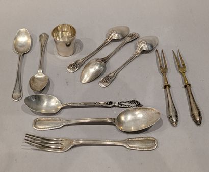 Set in silver (925): - child's cutlery, with...