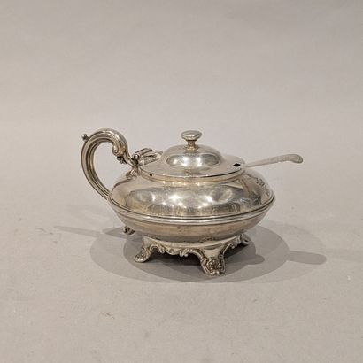 Plain silver sugar bowl (800), flattened...