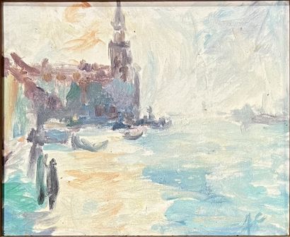 MODERN SCHOOL: VIEW OF VENICE. Oil on canvas...