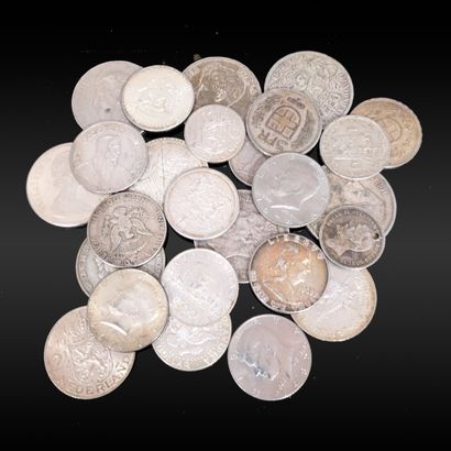 Set of silver coins (Belgium, United States,...