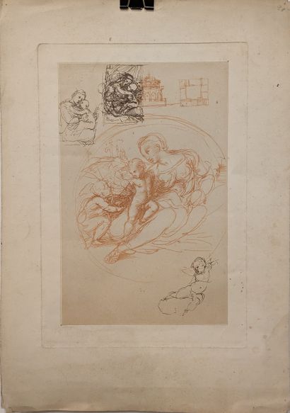 Set of black lithographs, aquatints, etchings:...