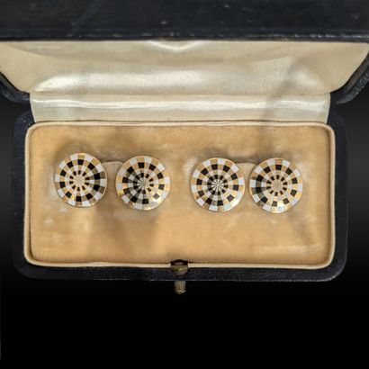 Pair of cufflinks in 18K (750) yellow gold,...