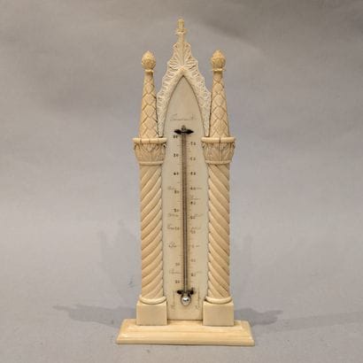 Thermometer, marine ivory mounting, columnar...