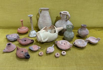 Set of terracotta oil lamps in the style...