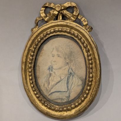 Oval miniature: Bust Portrait of a Man. Pencil...